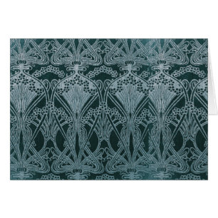 Beautiful,teal silver,art nouveau pattern,floral,m