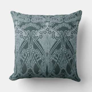 Beautiful,teal silver,art nouveau pattern,floral,m cushion