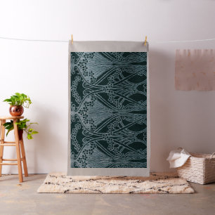 Beautiful,teal silver,art nouveau pattern,floral,m fabric