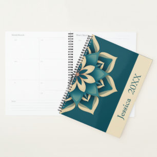 Beautiful Teal Spiritual Chic Mandala Modern  Planner