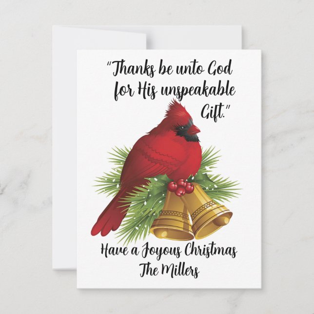 Beautiful Ted Cardinal Flat Christmas Card (Front)