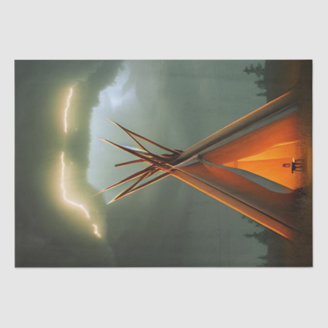 Beautiful Teepee on a Stormy Night Tissue Paper (Front)
