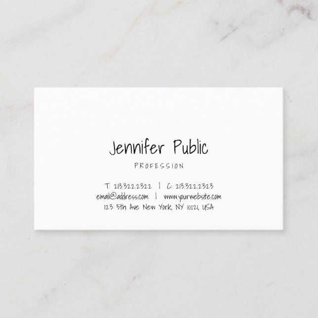 Beautiful Template Elegant Hand Script Modern Cool Business Card (Front)