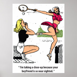Beautiful Tennis Player, Humour, Vintage Poster