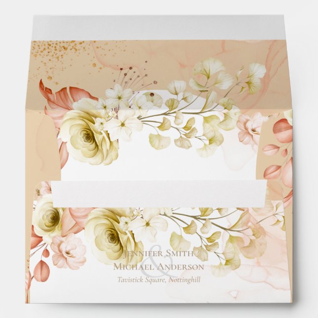 Beautiful Terracotta Floral Wedding Envelope (Back (Bottom))
