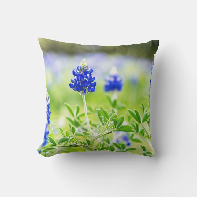 Beautiful Texas Bluebonnet Pillow (Front)