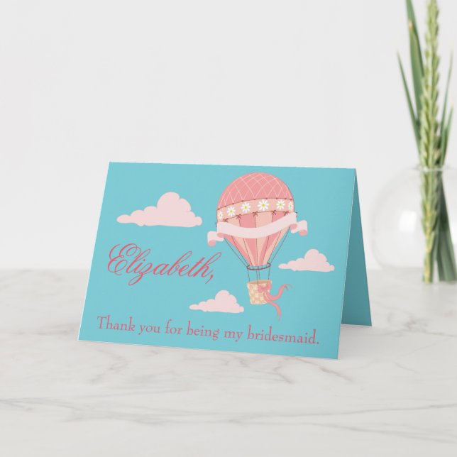 Beautiful Thank you bridesmaid hot air balloon (Front)
