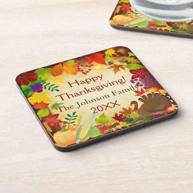 Beautiful Thanksgiving Harvest Coaster (Left Side)