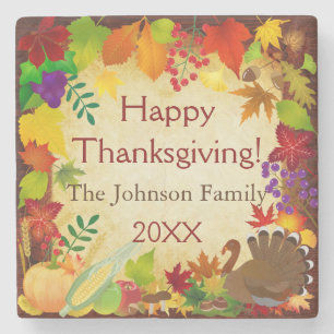 Beautiful Thanksgiving Harvest Stone Coaster