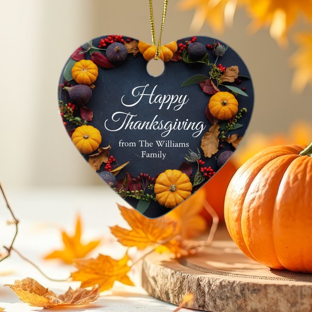 Beautiful Thanksgiving Pumpkin Wreath Custom Ceramic Tree Decoration (Creator Uploaded)