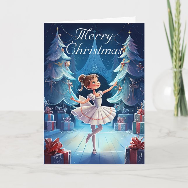 Beautiful The Nutcracker Suite Ballerina Christmas Holiday Card (Front)