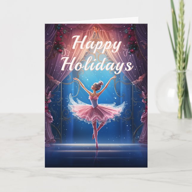Beautiful The Nutcracker Suite Ballerina Christmas Holiday Card (Front)