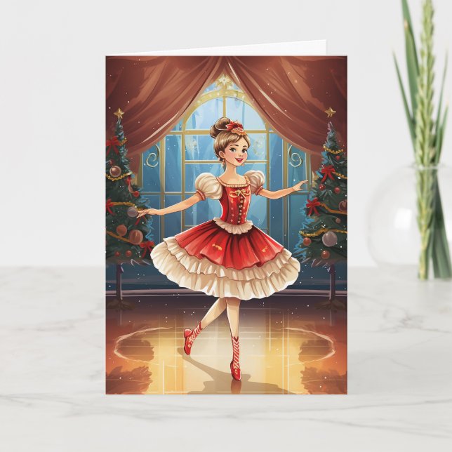 Beautiful The Nutcracker Suite Ballerina Christmas Holiday Card (Front)