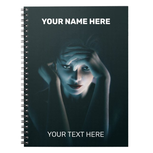 Beautiful thinking female. Customisable text on Notebook (Front)