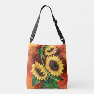 Beautiful Three Sunflowers - Migned Art Painting Crossbody Bag