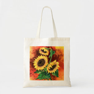 Beautiful Three Sunflowers - Migned Art Painting Tote Bag