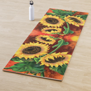 Beautiful Three Sunflowers - Migned Art Painting - Yoga Mat