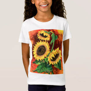 Beautiful Three Sunflowers T-Shirt - Painting