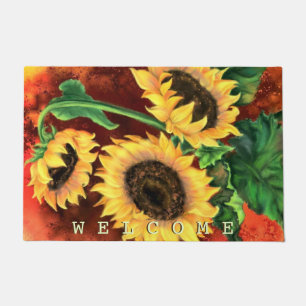 Beautiful Three Sunflowers - Welcome Doormat