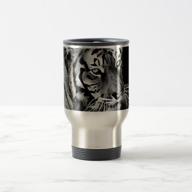 Beautiful Tiger Black White Africa Travel Mug (Center)