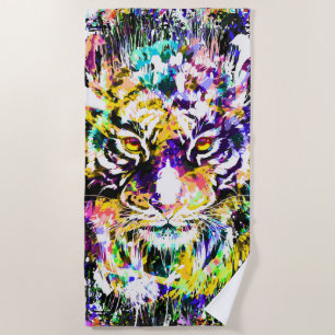 Beautiful Tiger Colourful Tiger Beach Towel
