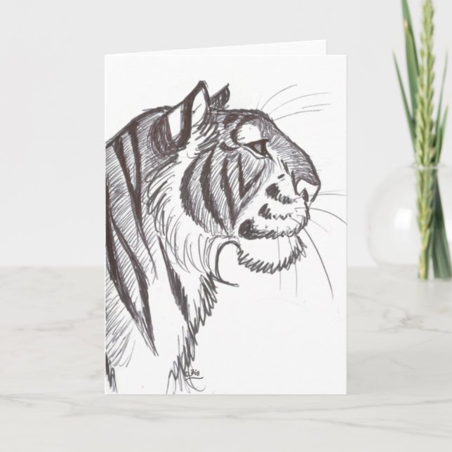 Beautiful Tiger drawing greeting card (Front)