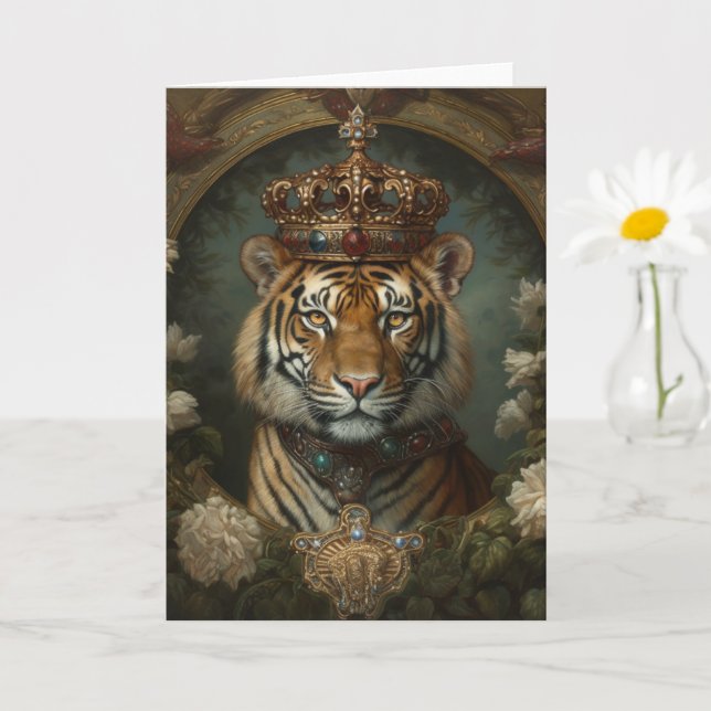 Beautiful Tiger in a Crown all occasions Card (Small Plant)