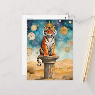 Beautiful Tiger in a Gold Crown Postcard