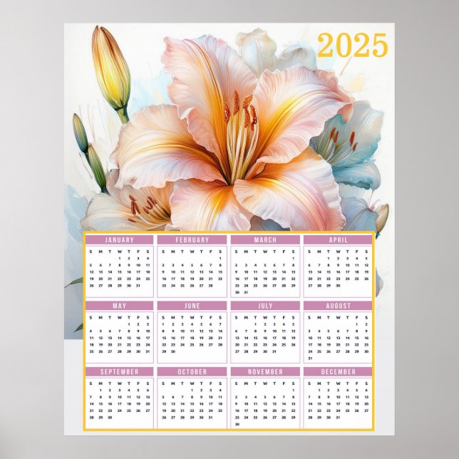 Beautiful Tiger Lily 2025 Calendar Poster (Front)