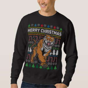 Beautiful Tiger Merry Christmas Ugly Xmas Big Cat Sweatshirt
