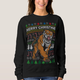 Beautiful Tiger Merry Christmas Ugly Xmas Big Cat Sweatshirt