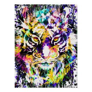 Beautiful Tiger Poster Glossy - Colourful Tiger