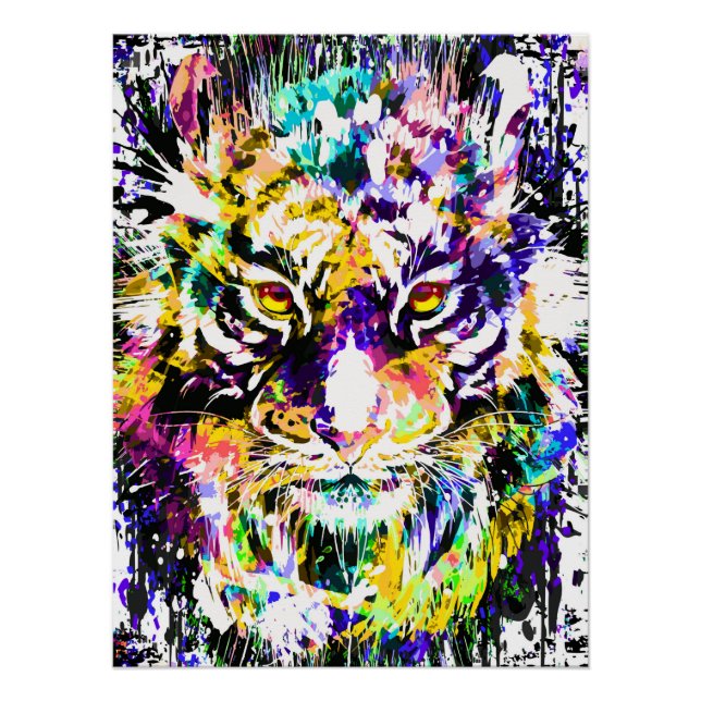 Beautiful Tiger Poster Glossy - Colourful Tiger (Front)