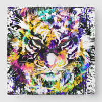 Beautiful Tiger Wall Clock | Colourful Tiger Clock