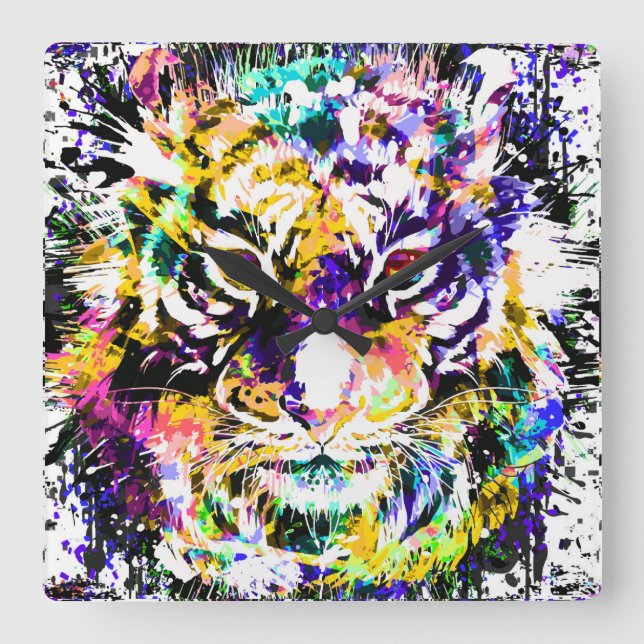 Beautiful Tiger Wall Clock | Colourful Tiger Clock (Front)