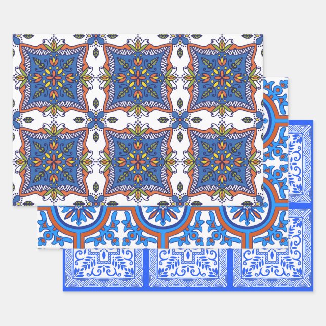 Beautiful Tile Designs Wrapping Paper Sheet (Set)