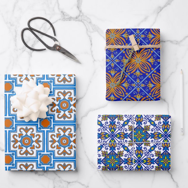Beautiful Tile Designs Wrapping Paper Sheets (Front)