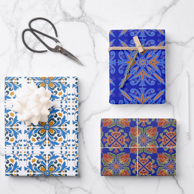 Beautiful Tile Designs Wrapping Paper Sheets (Front)
