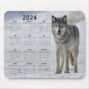 Beautiful Timber Wolf 2024 Calendar Mouse Mat