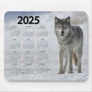 Beautiful Timber Wolf 2025 Calendar Mouse Mat