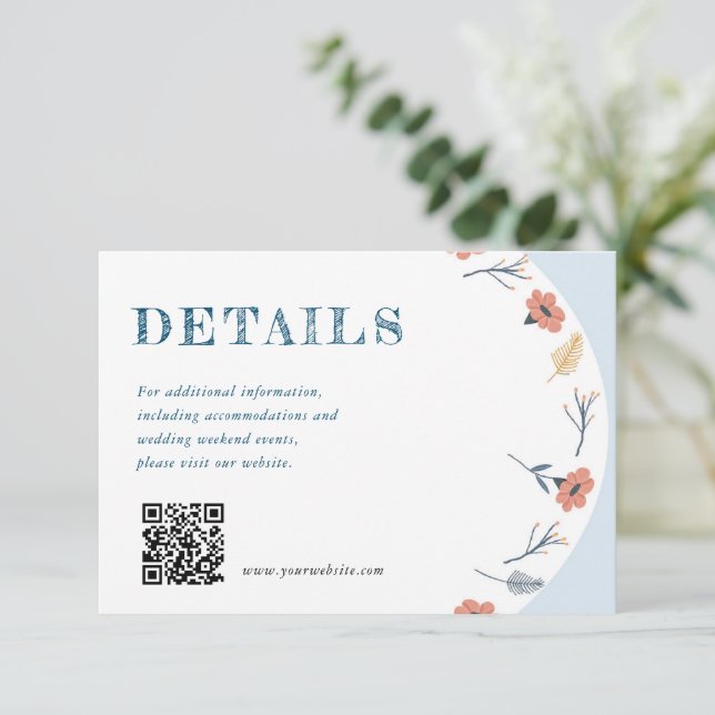Beautiful Timeless Floral Wedding Enclosure Card (Standing Front)