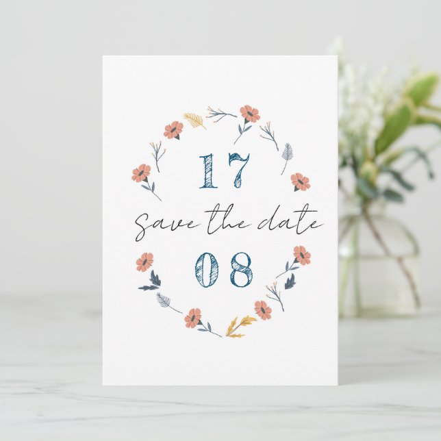 Beautiful Timeless Floral Wedding Invitations (Standing Front)