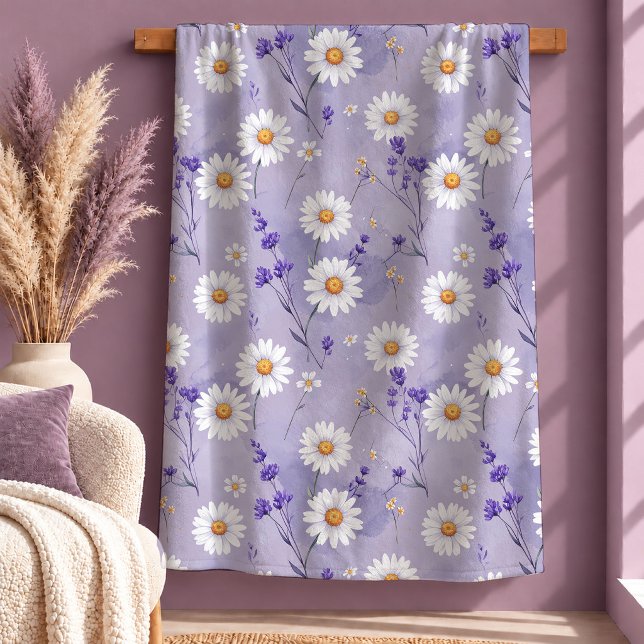 Beautiful Timeless White Daisy Purple Throw Blanke (Beautiful Timeless White Daisy Purple Throw Blanket)