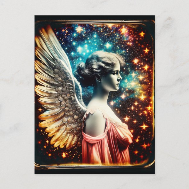 Beautiful Tin Type Angel Postcard (Front)