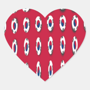 Beautiful Tiny Korean Flag Design A Red Base Print Heart Sticker