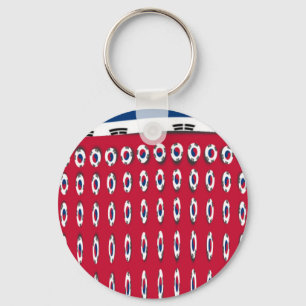 Beautiful Tiny Korean Flag Design A Red Base Print Key Ring