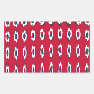 Beautiful Tiny Korean Flag Design A Red Base Print Rectangular Sticker