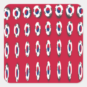 Beautiful Tiny Korean Flag Design A Red Base Print Square Sticker
