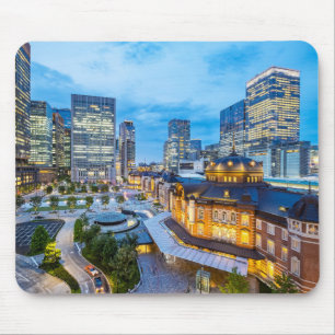 Beautiful Tokyo City Skyline at Railway Station Mouse Mat