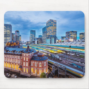 Beautiful Tokyo City Skyline at Railway Station Mouse Mat